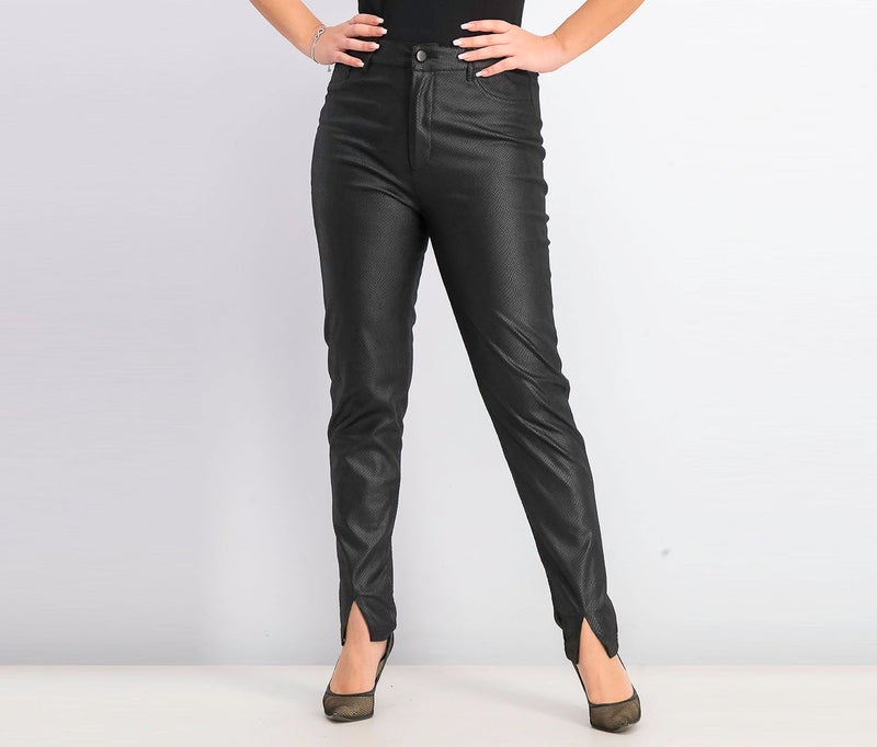 Sinsay Women Coated High Waist Pants, Black - Image 1